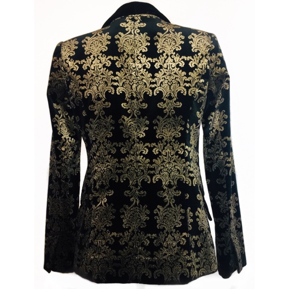 7 for All Mankind Metallic Brocade Velvet Blazer - Picture 5 of 6